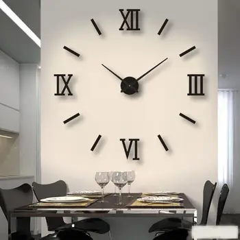 3D настенные часы со светящимися акриловыми зеркальными наклейками на стену своими руками для домашнего декора гостиной Кварцевые самоклеящиеся подвесные часы с иглой