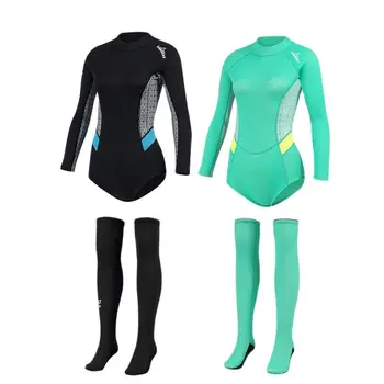 Летние женские гидрокостюмы-бикини из неопрена толщиной 2 мм и чулки для дайвинга с длинным рукавом, солнцезащитные купальники для серфинга и сноркелинга