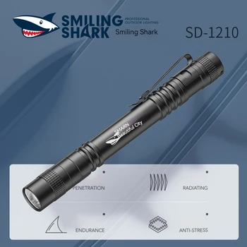 Smiling Shark SD1210 Ручка-фонарик с зажимом Портативный фонарик Перезаряжаемый Водонепроницаемый фонарь для кемпинга пеших прогулок на открытом воздухе