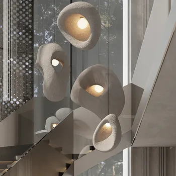 Подвесная люстра в стиле скандинавской виллы в стиле Ваби-саби, Нерегулярные подвесные светильники из смолы E27, подвесные светильники для лестниц, декор Droplight