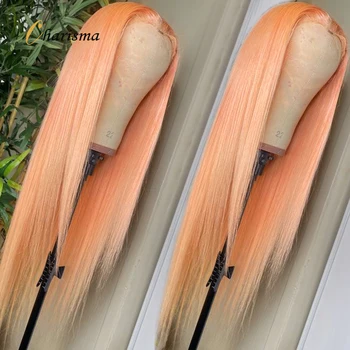 Charisma Синтетические кружевные парики спереди для женщин, прямые волосы, синтетические кружевные парики для косплея, светло-розовый парик, натуральная линия роста волос