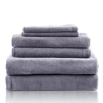 Банные полотенца из микрофибры, 6 упаковок, банное полотенце, Полотенце для рук, мочалка, мягкие и быстро сохнущие, серый