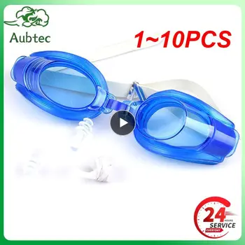 1 ~ 10ШТ Профессиональных очков для плавания Регулируемые противотуманные очки для плавания с водонепроницаемыми затычками для ушей, зажим для носа, взрослые дети плавают