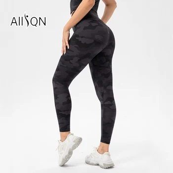 Женские леггинсы для бега LUlu с камуфляжным принтом, обтягивающие нейлоновые спортивные штаны для йоги высокой растяжки ALLQN