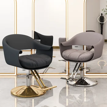 Парикмахерское кресло с кожаным ремешком, Новый Вращающийся на 360 ° Большой Рабочий Стул для стрижки волос из нержавеющей стали с поворотным подъемом, Салонная мебель
