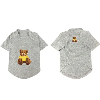 Летняя одежда для маленьких собак, футболка с принтом медведя, хлопковый тонкий жилет для щенков, одежда для домашних животных, костюм французского бульдога и мопса PC4975