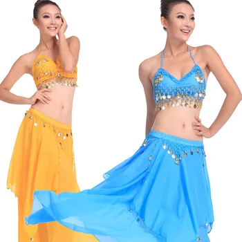 Женская одежда для индийских танцев для выступлений на сцене для танца живота для взрослых, состоящая из двух частей, Выбор цвета по желанию