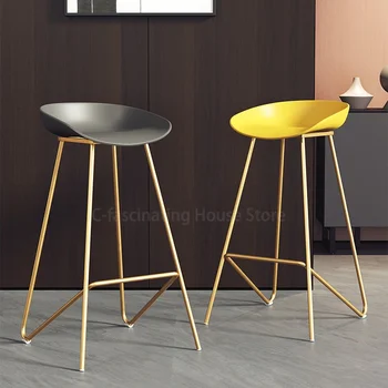 Скандинавский барный стул Современный минималистичный барный стул Барный стул на стойке регистрации Высокий табурет Барные стулья для кухни Повседневные дизайнерские стулья для кафе