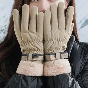 Термальные лыжные перчатки, женские зимние перчатки, Ветрозащитные зимние велосипедные перчатки с плюшевой подкладкой, сенсорный экран для женщин для катания на лыжах