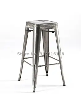 Металлический барный стул в индустриальном стиле, барный стул, высокий табурет, простой железный домашний барный стул, ресторан и т. Д