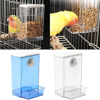 Прозрачная кормушка для попугаев, коробка для кормления, защита от разлива, Подвесной винтовой контейнер для еды для птиц