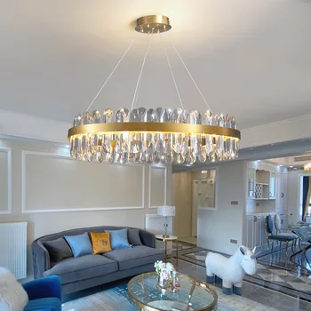 Роскошная современная хрустальная люстра K9 Nordic Golden Led Круглый подвесной светильник Потолочные светильники для гостиной и столовой