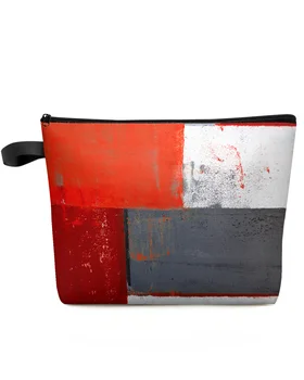 Стиль масляной живописи, абстрактная геометрическая Красная косметичка, сумка для путешествий, женские косметические сумки, Органайзер, пенал для хранения.