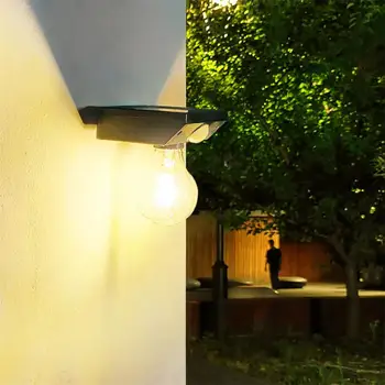 Ретро солнечный датчик Вольфрамовая лампа Настенный светильник Открытый IP65 Водонепроницаемый ландшафтный светильник для сада и двора Датчик PIR Лестничный светильник
