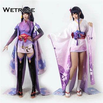【Wetrose】 В наличии Genshin Impact Raiden Shogun Makoto Ei Вельзевул Баалн Косплей костюм кимоно Хаори Полный комплект Парик для игровой вечеринки