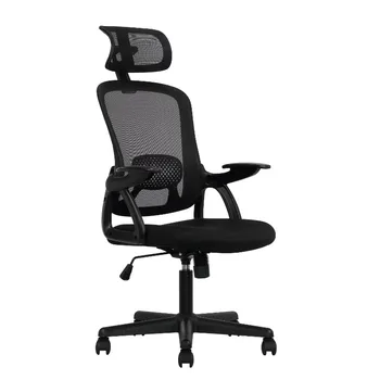 Эргономичное офисное кресло Mainstays с регулируемым подголовником, черная ткань, грузоподъемность 275 фунтов
