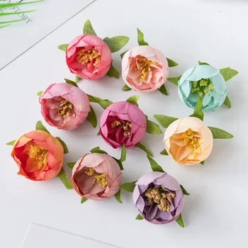 10ШТ 4,5 см Искусственная головка европейской розы, чайный бутон, шелковый цветок, брошь 