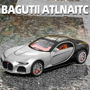 1:24 Спортивная Модель Автомобиля Из Сплава Bugatti Atlantic, Изготовленная на заказ, Металлические Игрушечные Гоночные Автомобили, Имитирующие Звук И Свет, Коллекционные Детские Подарки