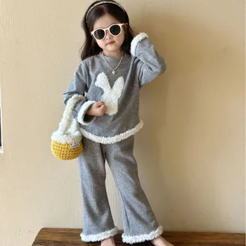 Осенью 2023 года Новая детская одежда в корейском стиле, детская одежда для девочек, комплект с милым кроликом, комплект для детского сада, весенне-осенний комплект