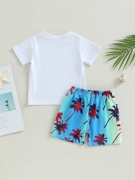 Одежда для маленьких мальчиков, футболки с круглым вырезом, карманами и эластичные шорты с рисунком дерева, летний комплект из 2 предметов для малышей (белый 2-3)