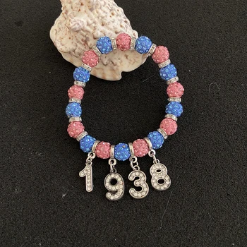 JJ Greek Светло-Голубой Розовый Шарик Club Индивидуальные Эластичные Ювелирные изделия из браслета 1938 года