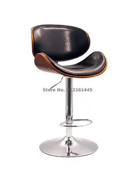 Роскошный барный стул Nordic Light, поднимающийся и вращающийся, современный простой барный стул с деревянной спинкой, стул для стойки регистрации, высокий стул для бара, табурет