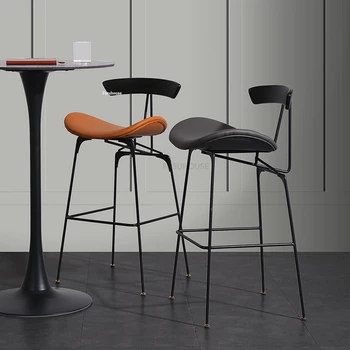 Барные стулья в скандинавском минималистичном стиле, Роскошный домашний Высокий барный стул для кухни, Железная спинка для кафе, барный стул, Современная барная мебель A