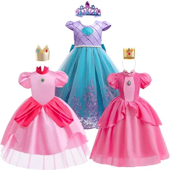 Платье Русалки на Хэллоуин, косплей, одежда из аниме, платье принцессы Ариэль Персик, детское нарядное вечернее платье для девочек, карнавальные костюмы