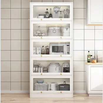 Итальянские кухонные шкафы Мебель для домашней кухни Напольная Многослойная подставка для кастрюль Откидной шкаф для хранения закусок Простой шкаф для спальни