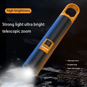 Самый мощный светодиодный фонарик для кемпинга с большим радиусом действия, перезаряжаемый через USB, мощный ручной фонарь для охоты на открытом воздухе