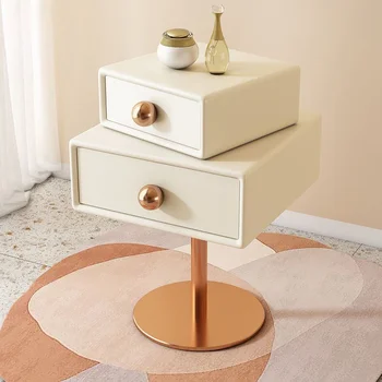 Прикроватный столик из массива дерева для гостиной, Современный минималистичный прикроватный столик с поворотом на 360 °, Квадратная мебель для спальни, Мебель для дома