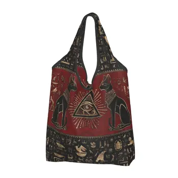 Милые сумки для покупок в Древнем Египте Eye Of Horus, портативная египетская сумка для покупок Bastet Cat