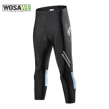 Мужские велосипедные брюки WOSAWE, Светоотражающие велосипедные шорты 3/4, велосипедные брюки MTB, дышащие велосипедные длинные колготки с гелевой подкладкой, капри