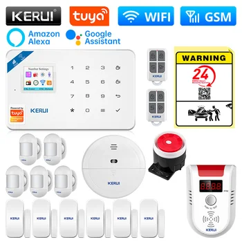 KERUI Сигнализация Secutrity Home W181 WIFI GSM Сигнализация Tuya Smart Alexa Датчик Движения Детектор Дверной Датчик Сирена IP Камера