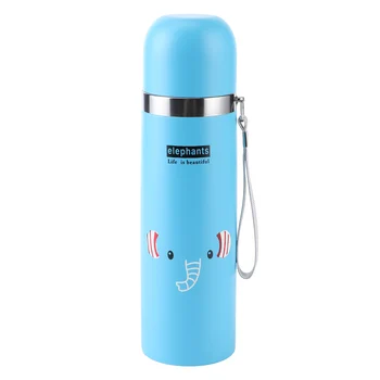 500 мл мультяшная вакуумная чашка Портативная бутылка для воды с изоляцией из нержавеющей стали для детей Синий 500 мл
