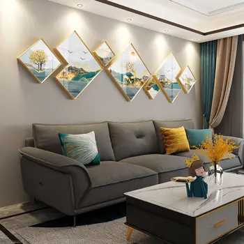 Рамка фоновая комбинация стен Простой домашний диван в европейском стиле фоновое украшение стен Картина Декор стен Фоторамка
