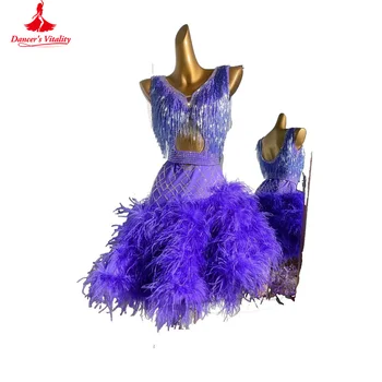 Платье для латиноамериканских танцев Для женщин, изготовленное на заказ для соревнований по Румбе, Чаче, Танго, профессиональная одежда для взрослых и детей, Латиноамериканские платья