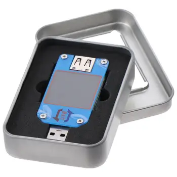 Пластиковый USB-детектор амперметра напряжения с медно-синим дисплеем, USB-тестер, мультиметр, серебристый, 4-24 В постоянного тока, тест скорости кабелей зарядного устройства