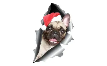 Магнит для собаки, Декоративная Магнитная наклейка на Рождество С Собакой в Рождественской шляпе, Магниты для экстерьера автомобиля, Декор для дома