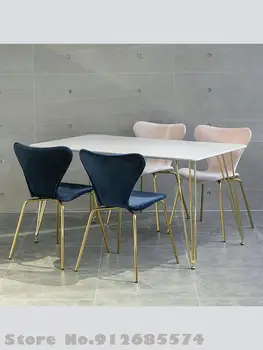 Скандинавский легкий роскошный обеденный стул из золотистой бархатной ткани net red ins стул для макияжа металлическая модная простая спинка табурета