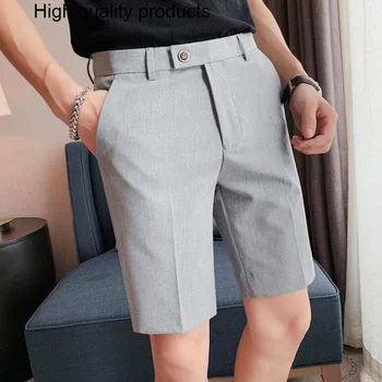 2023 Корейские модные Деловые шорты, мужская Уличная одежда, Плиссированные Рабочие штаны длиной до колен, Летние Прохладные Мужские Бермуды