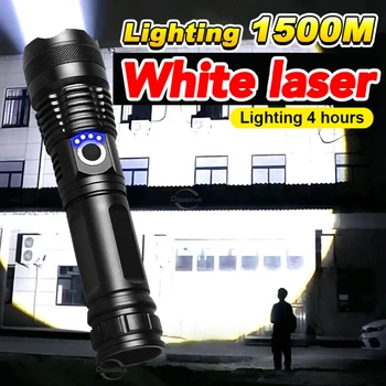 Самый мощный в мире фонарик 30 Вт LED USB Аккумуляторная батарея Дальность действия 1500 метров Фонарик Тактический фонарь Lanten Self Defen HandLamp