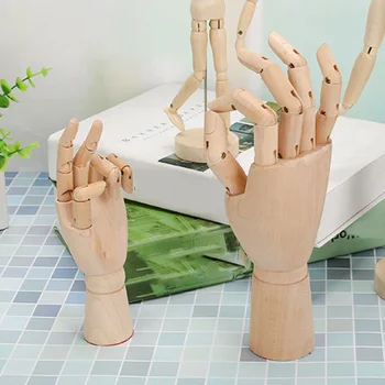 1 шт. Модель руки в режиме манекена, Вращающийся сустав, Подвижные конечности, Деревянные фигурки рук, модель для рисования левой/ правой рукой,