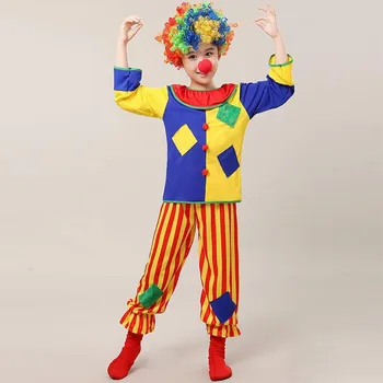 Костюм клоуна в стиле пэчворк на Хэллоуин для косплея, забавный наряд для детей и взрослых