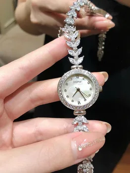 Женские часы настоящие водонепроницаемые кварцевые часы с бриллиантовой инкрустацией, маленький циферблат, легкий роскошный подарок на день рождения подруги