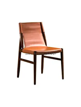 Обеденный стул современный минималистский домашний стул для ресторана из массива дерева в скандинавском стиле со спинкой, дизайнерское седло из кожи для отдыха и переговоров