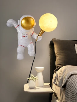 Светильник для астронавта в скандинавском стиле, украшение спальни, детской комнаты, светильник для прикроватного столика, декоративный настенный светильник для астронавта