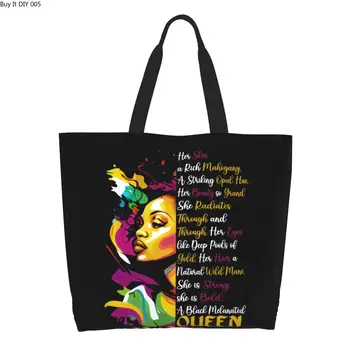 Переработка американской африканской девушки, черной женской сумки для покупок, женской холщовой сумки через плечо, прочных продуктовых сумок для покупок