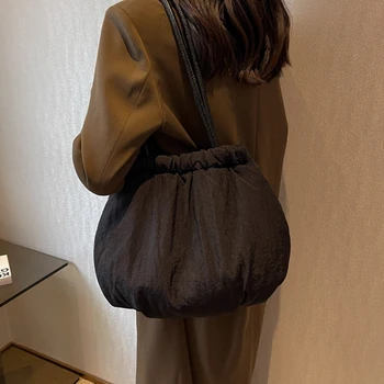Корейская модная повседневная сумка-тоут большой емкости на одно плечо для женщин, женская сумка из мягкой нейлоновой ткани, женская сумка-фугу