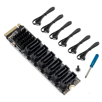 PCIE-SATA 6Gpbsx6-портовая карта расширения + кабель SATA M.2 MKEY PCI-E Riser Card M.2 NVME-SATA3.0 Поддержка ASM1166 PM